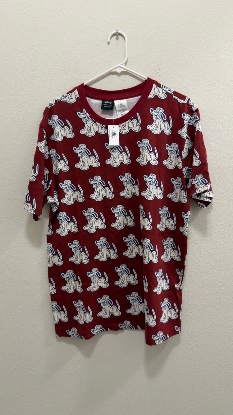 Disney Parks Our Universe Pluto All Over Print Shirt Large NWT